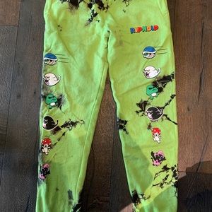 -comfy sweatpants never worn -green and blue tie dye